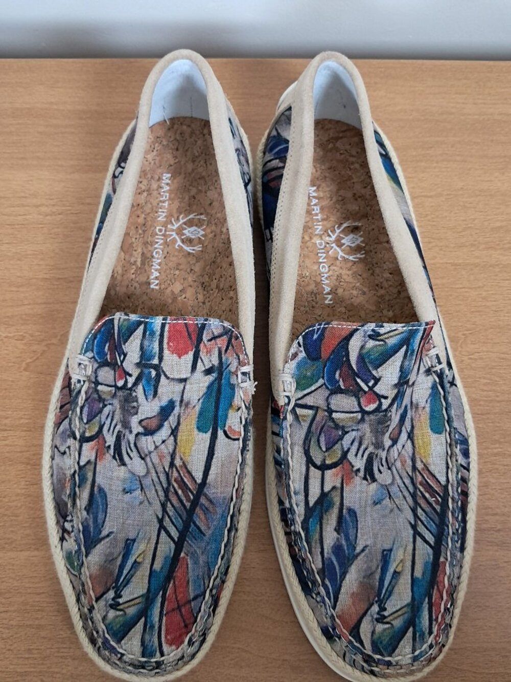 Martin Dingman Size 10.5M Watercolor Canvas Loafers